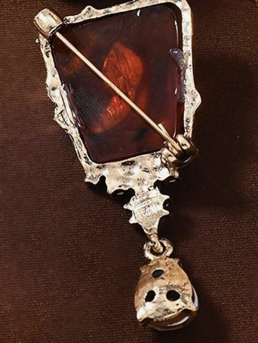 NWOT Vintage Style Amber & Crystal Snake Brooch - Picture 7 of 9